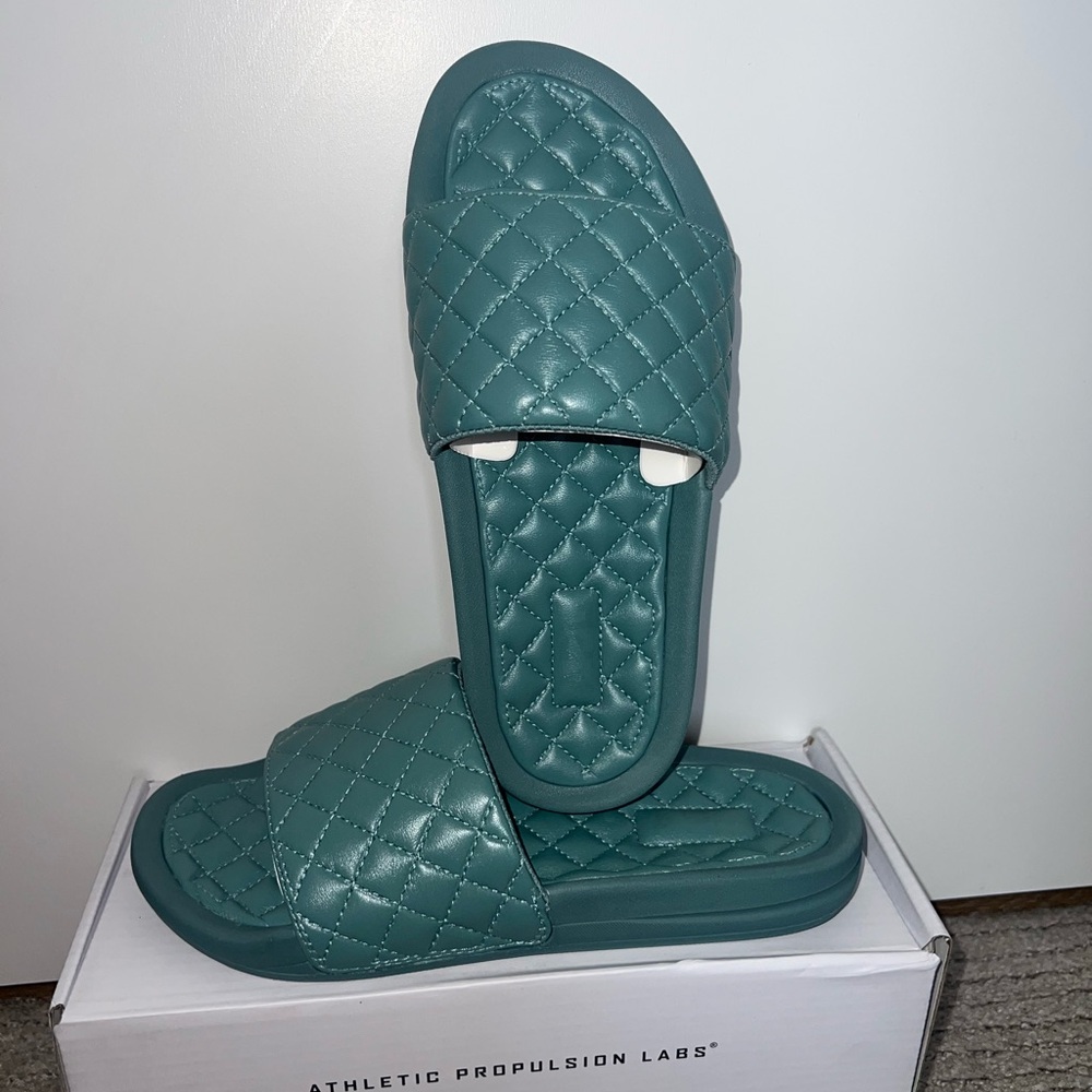 APL Quilted Slide Sandals in Teal